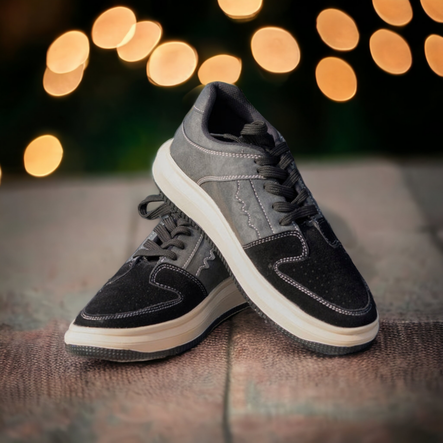 The Aurous Denim Black Laceup Sneakers