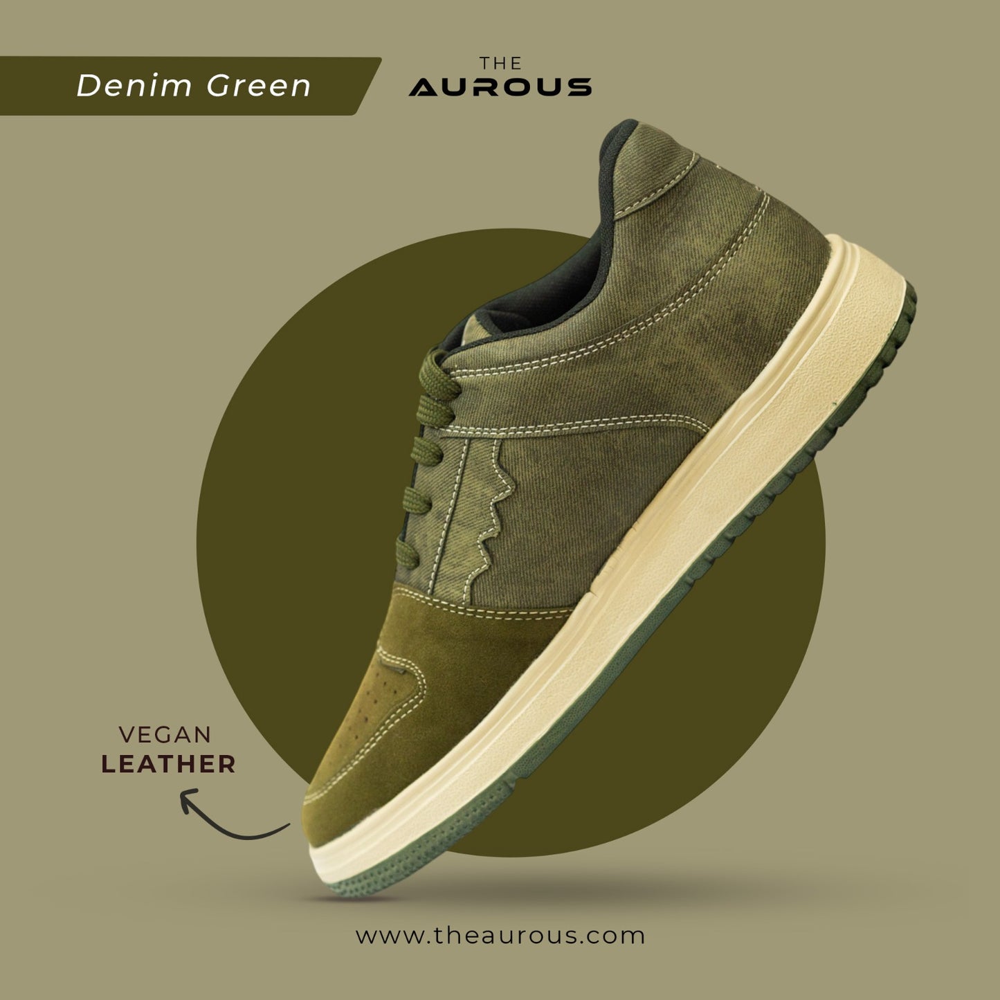 The Aurous Denim Olive Laceup Sneakers