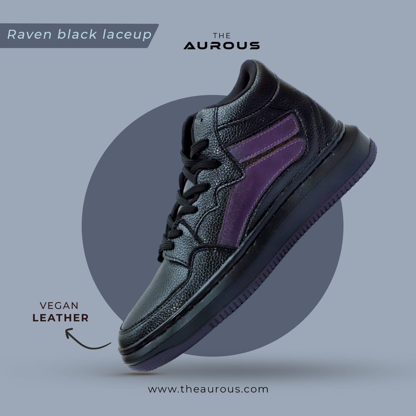 The Aurous Raven Black Laceup Sneakers