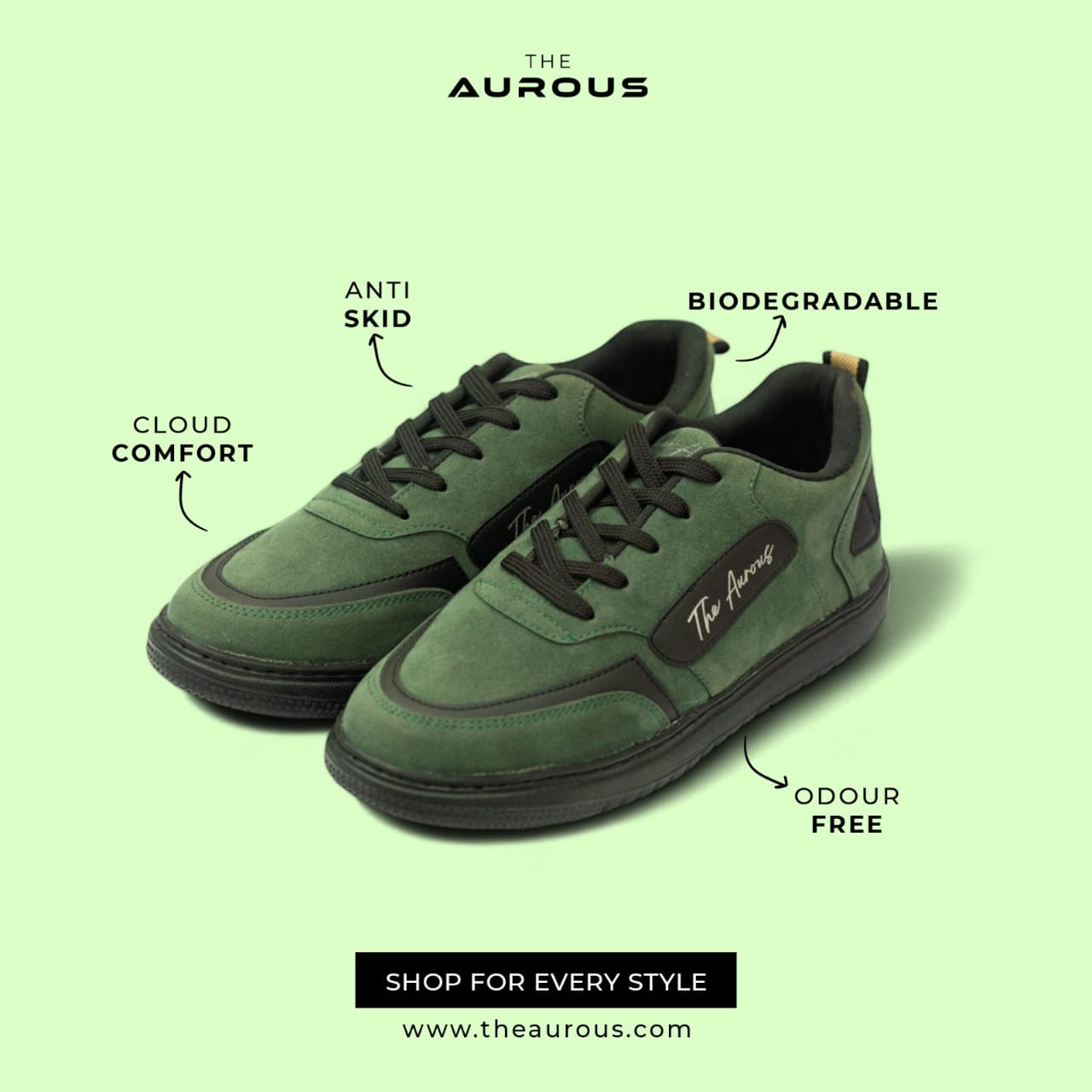 The Aurous Windstorm Forest Green Laceup Sneakers