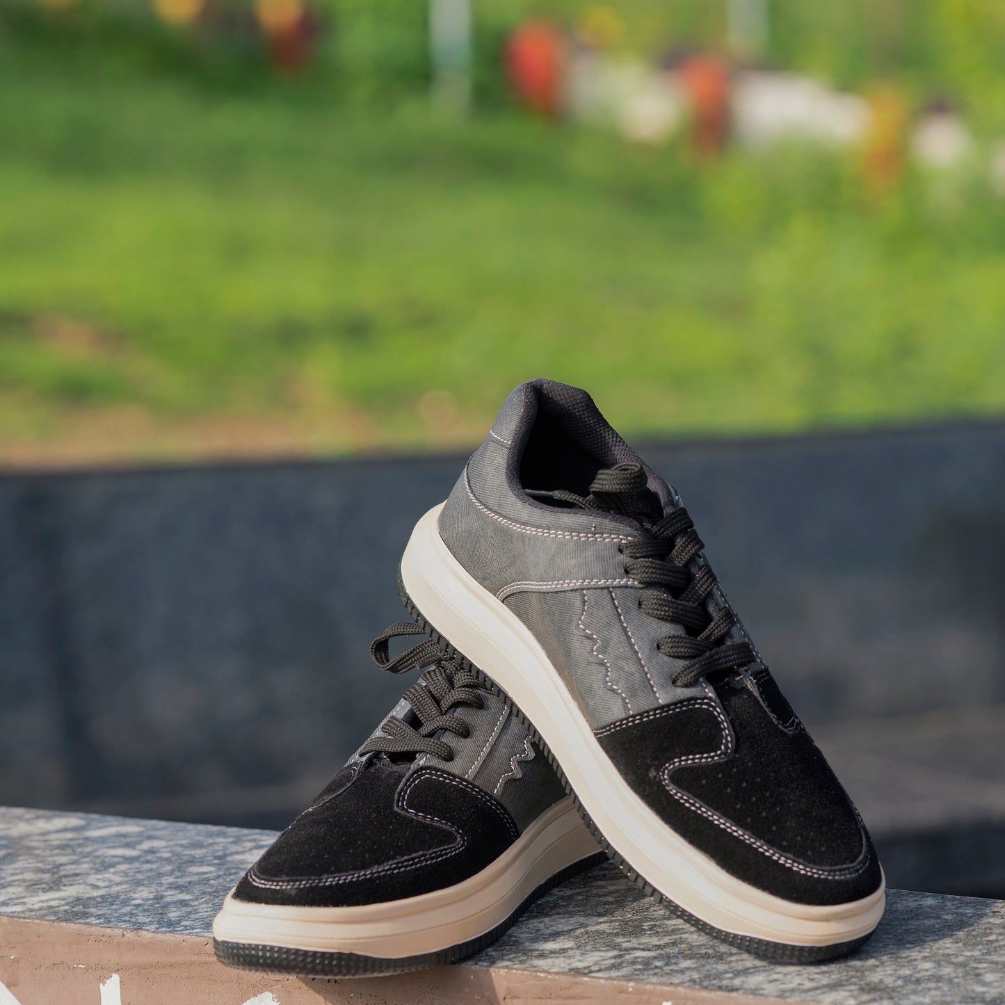 The Aurous Denim Black Laceup Sneakers