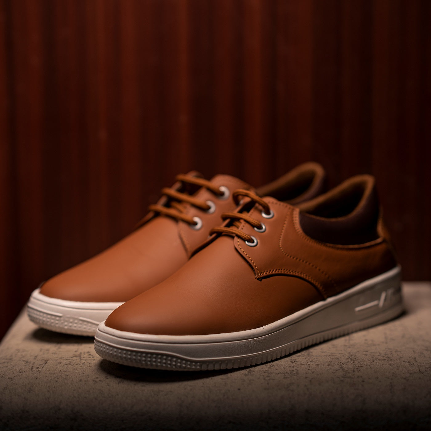 The Aurous Genuine Leather Tan Sneakers
