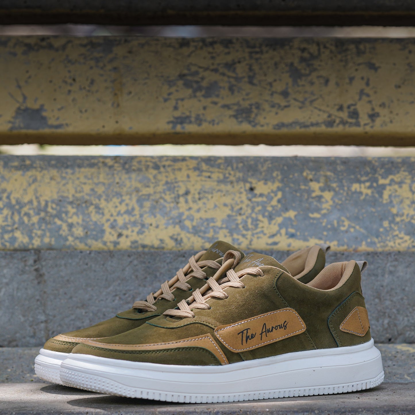 The Aurous Windstorm Olive Green Laceup Sneakers