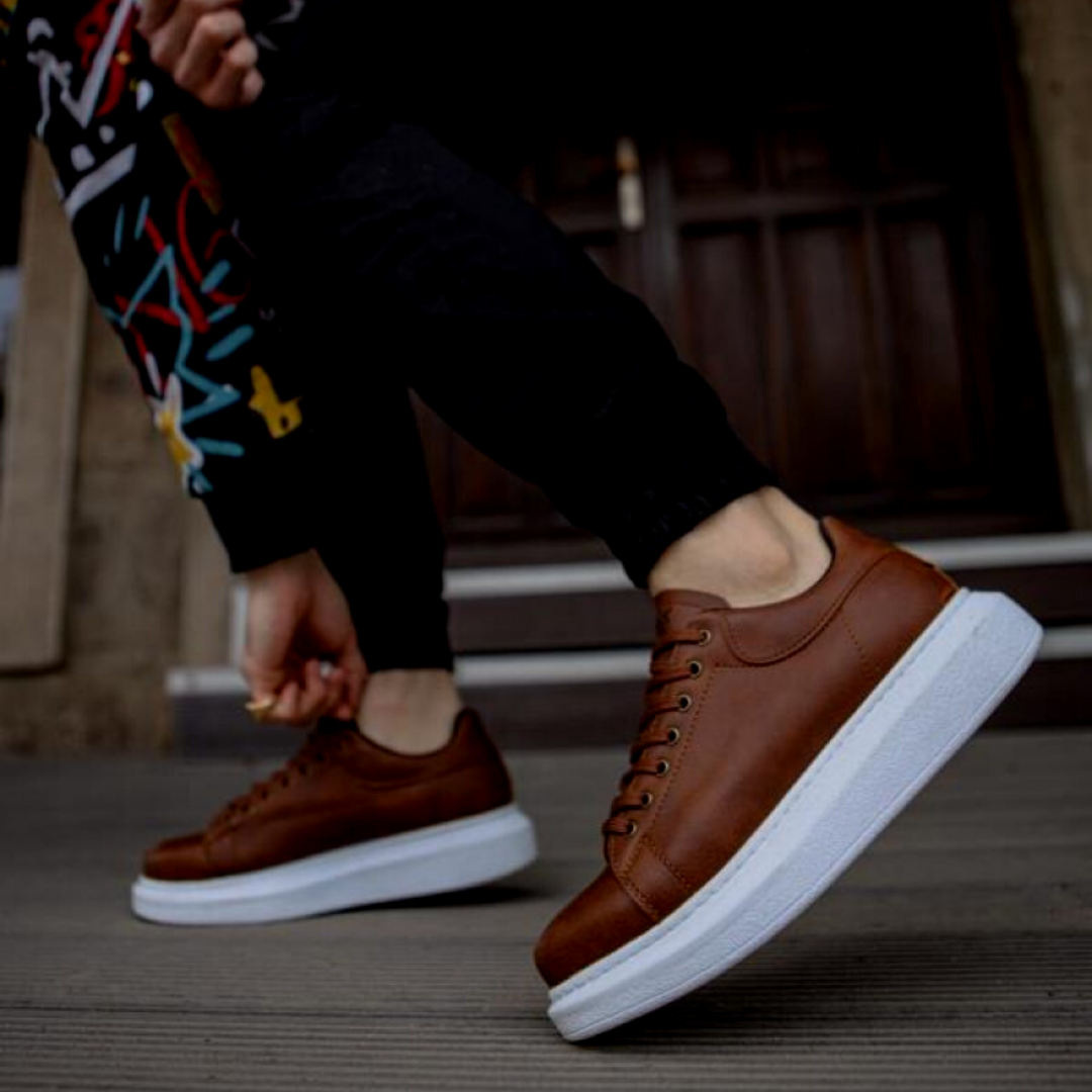 The Aurous Lace up Tan Sneakers