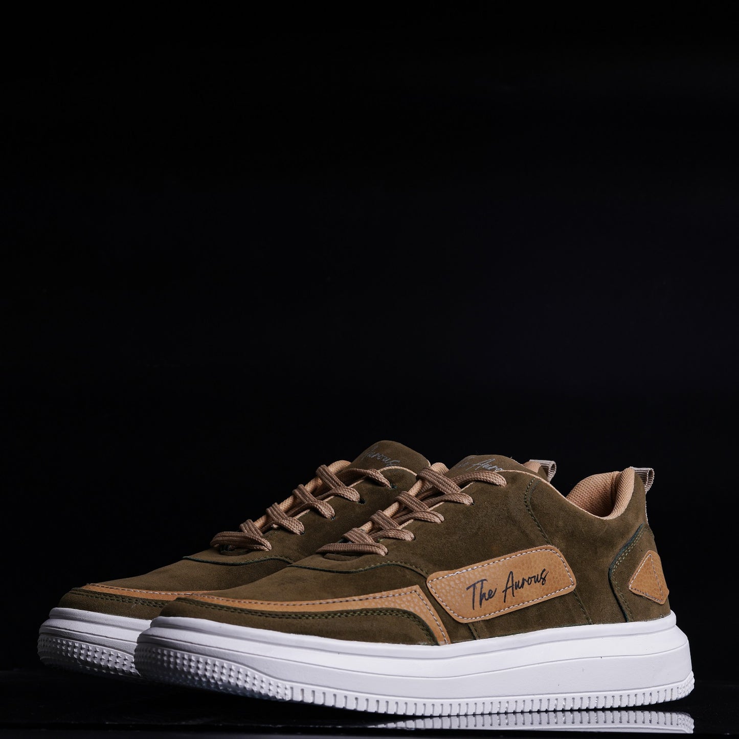 The Aurous Windstorm Olive Green Laceup Sneakers