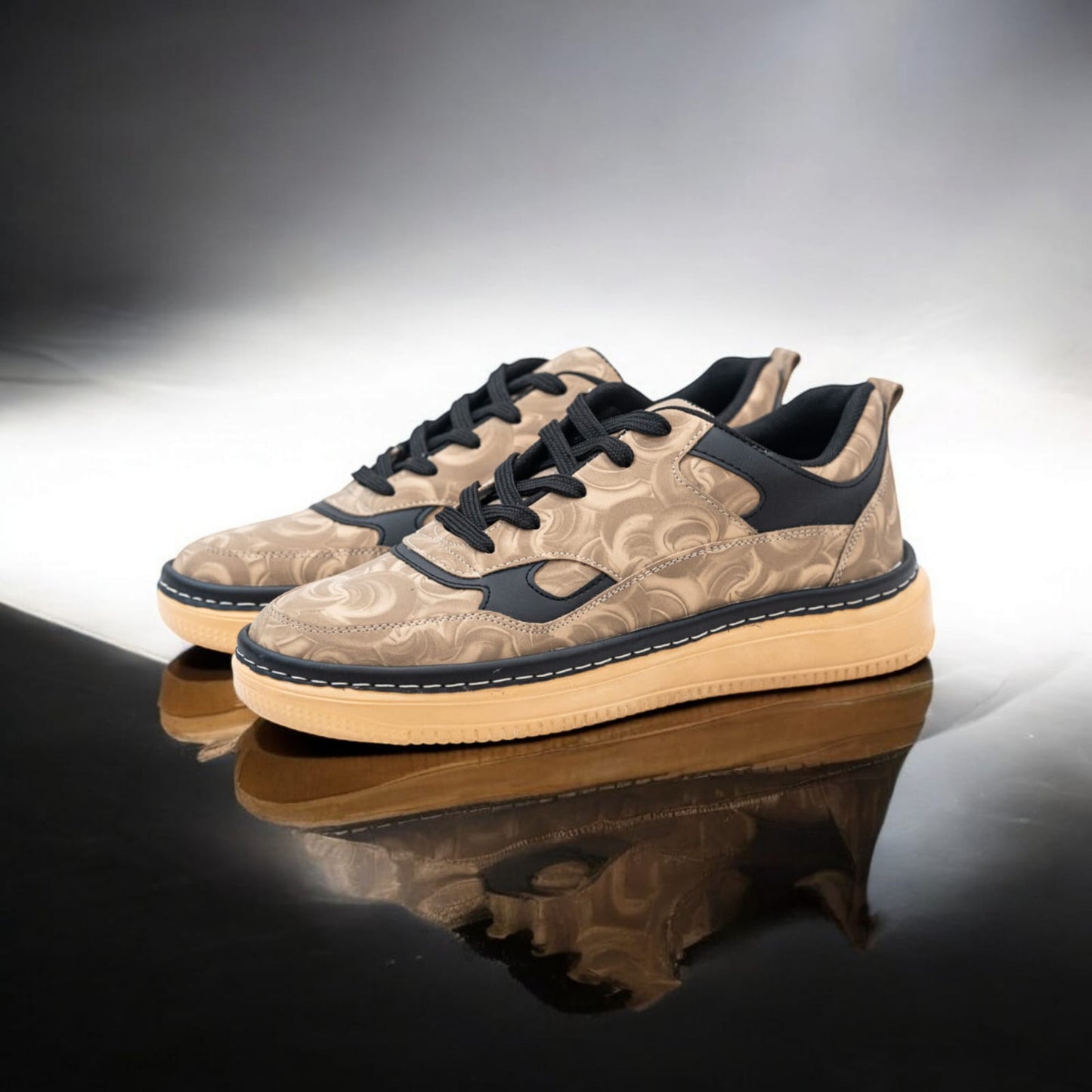 The Aurous Owen Golden Laceup Sneakers