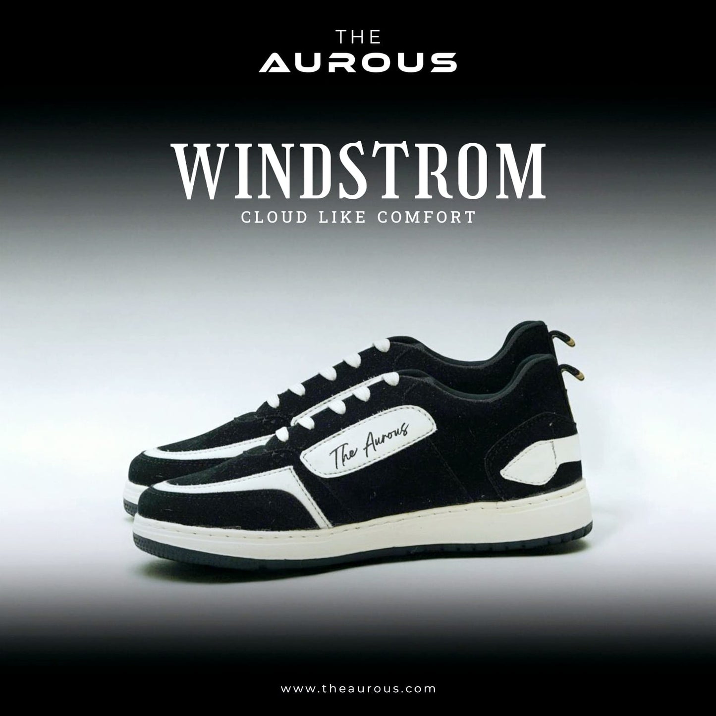 The Aurous Windstorm Black And White Laceup Sneakers