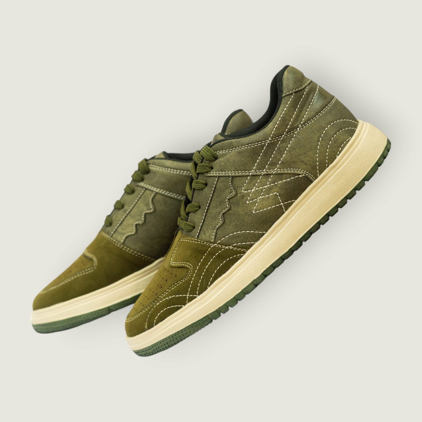 The Aurous Denim Olive Laceup Sneakers