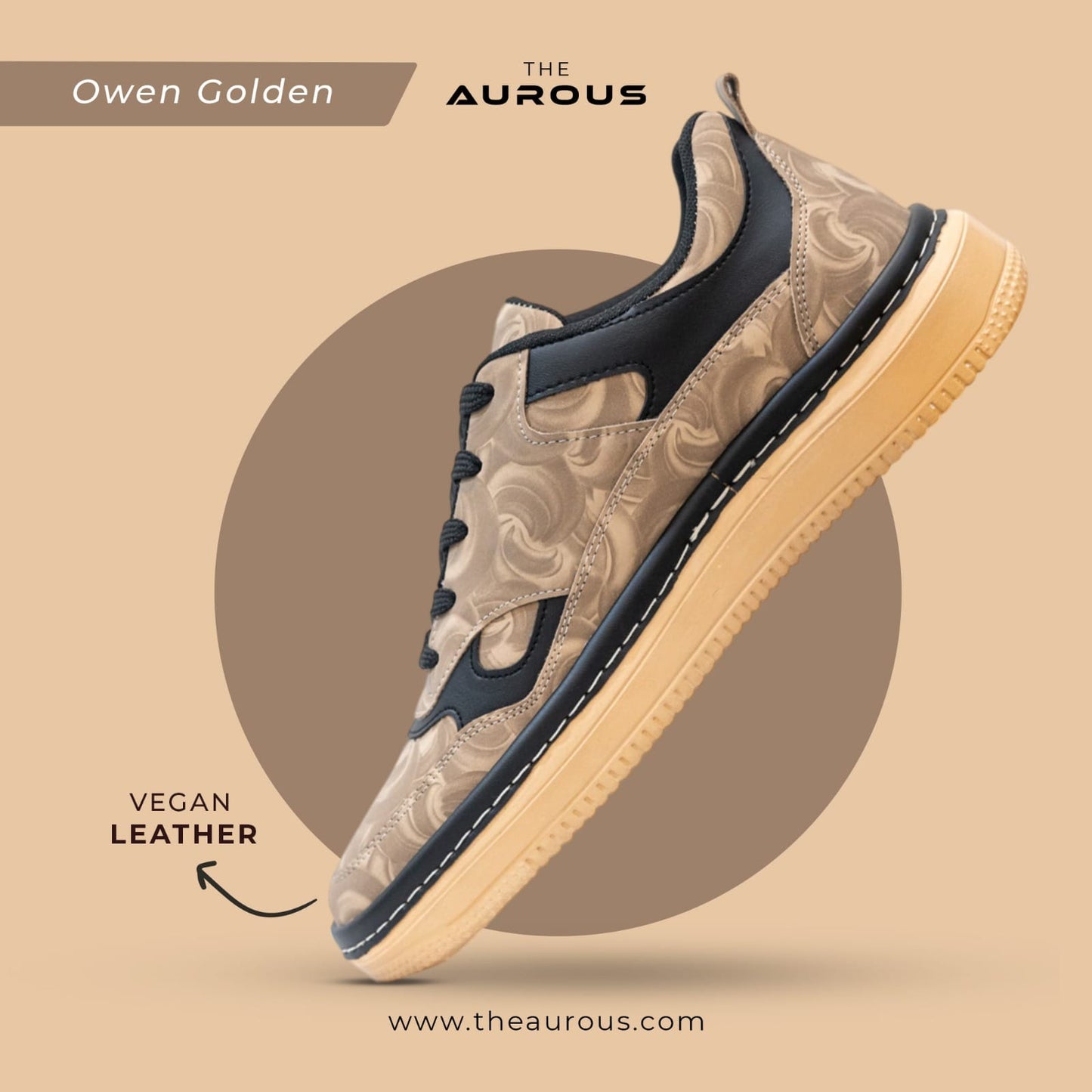 The Aurous Owen Golden Laceup Sneakers