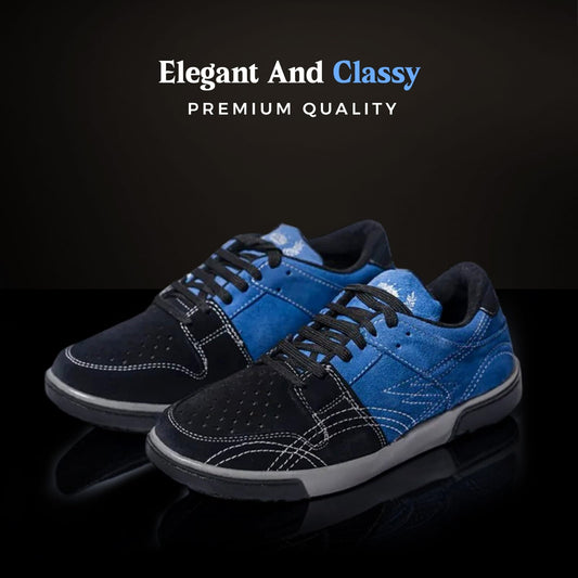The Aurous Conquest Premium Suede Leather Blue Laceup Sneakers