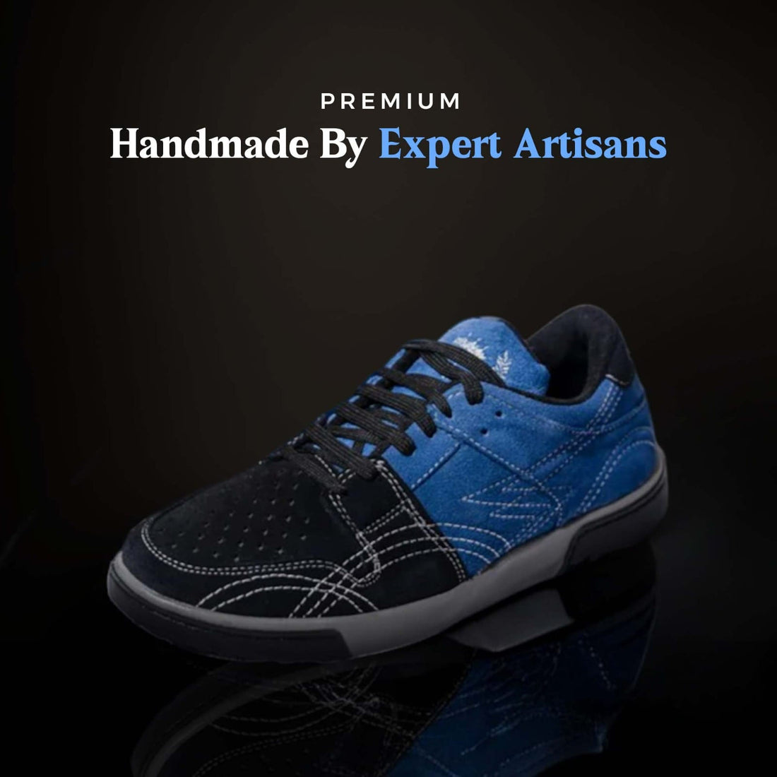 The Aurous Conquest Premium Suede Leather Blue Laceup Sneakers