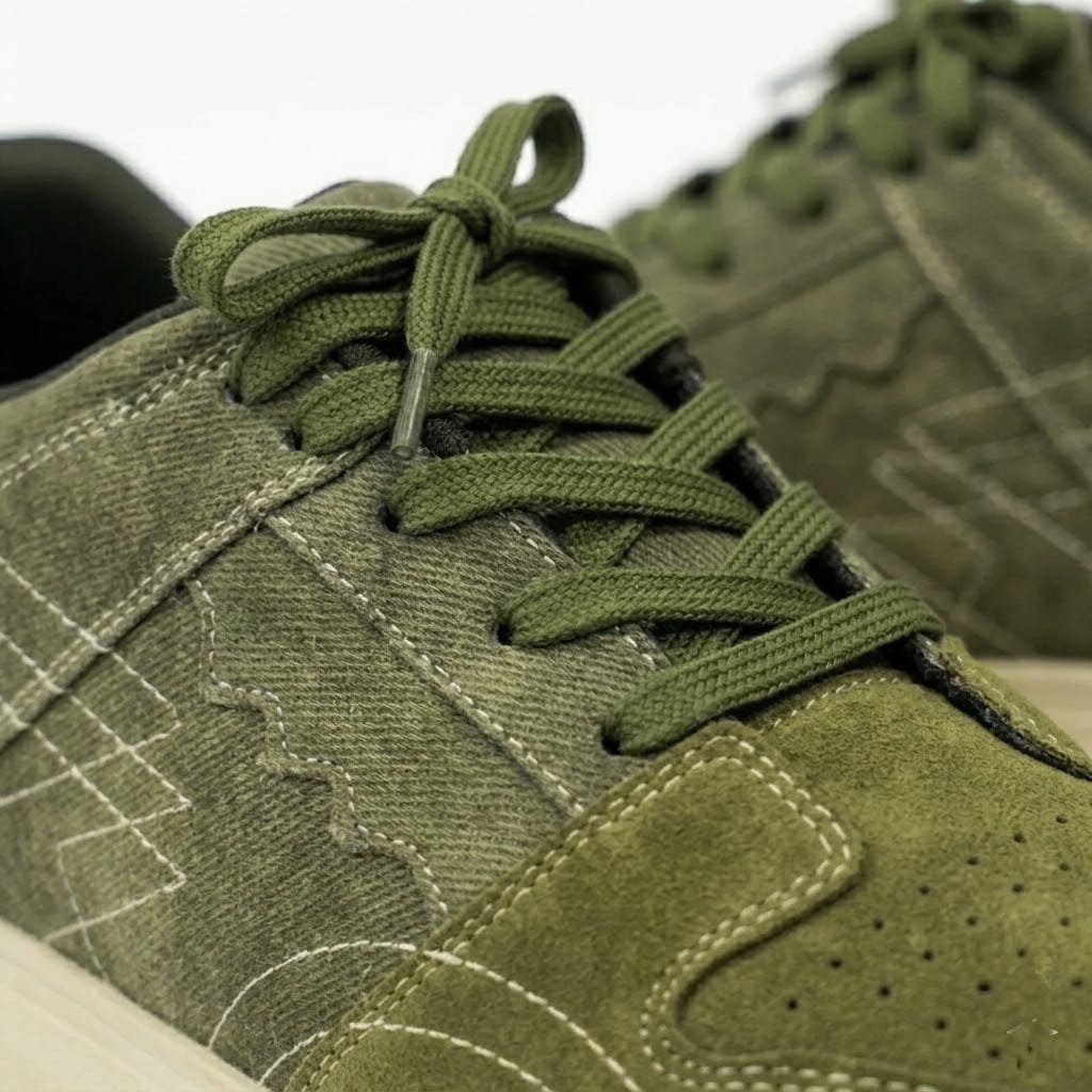 The Aurous Denim Olive Laceup Sneakers