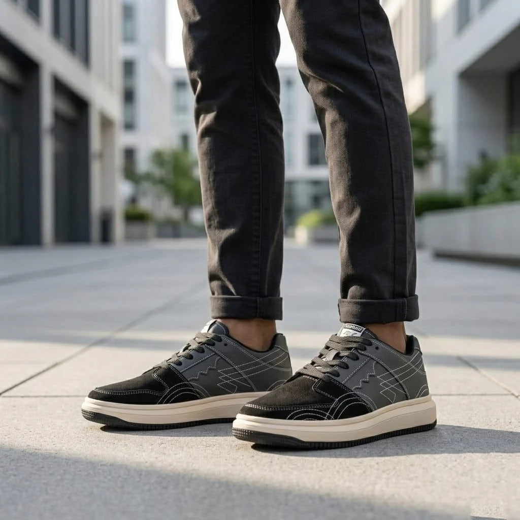 The Aurous Denim Black Laceup Sneakers