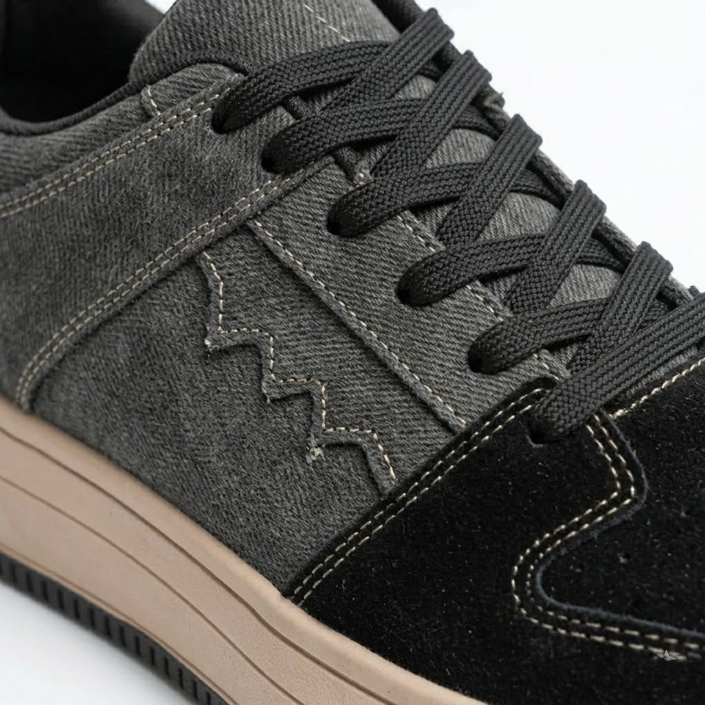 The Aurous Denim Black Laceup Sneakers