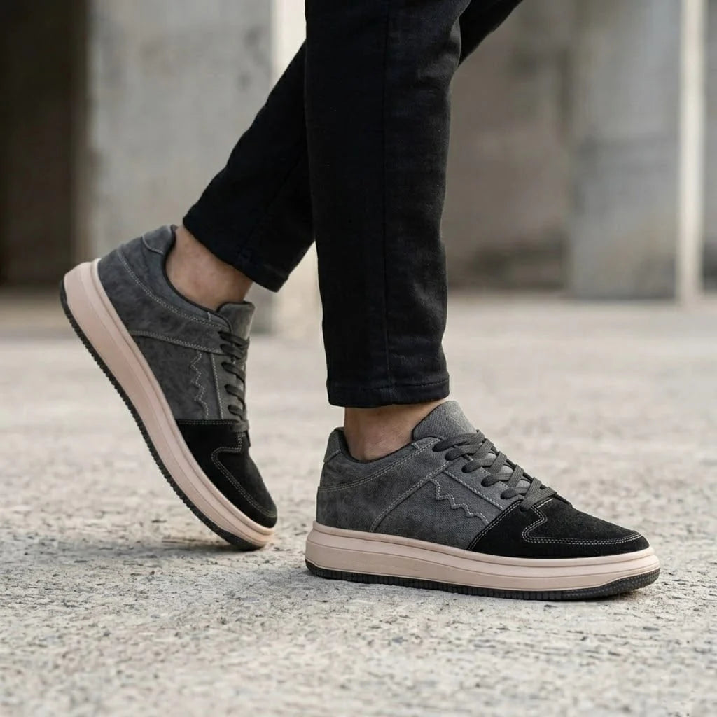 The Aurous Denim Black Laceup Sneakers