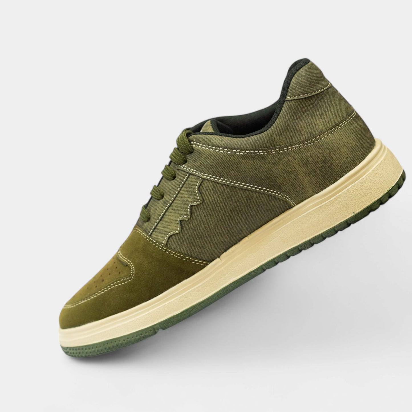 The Aurous Denim Olive Laceup Sneakers