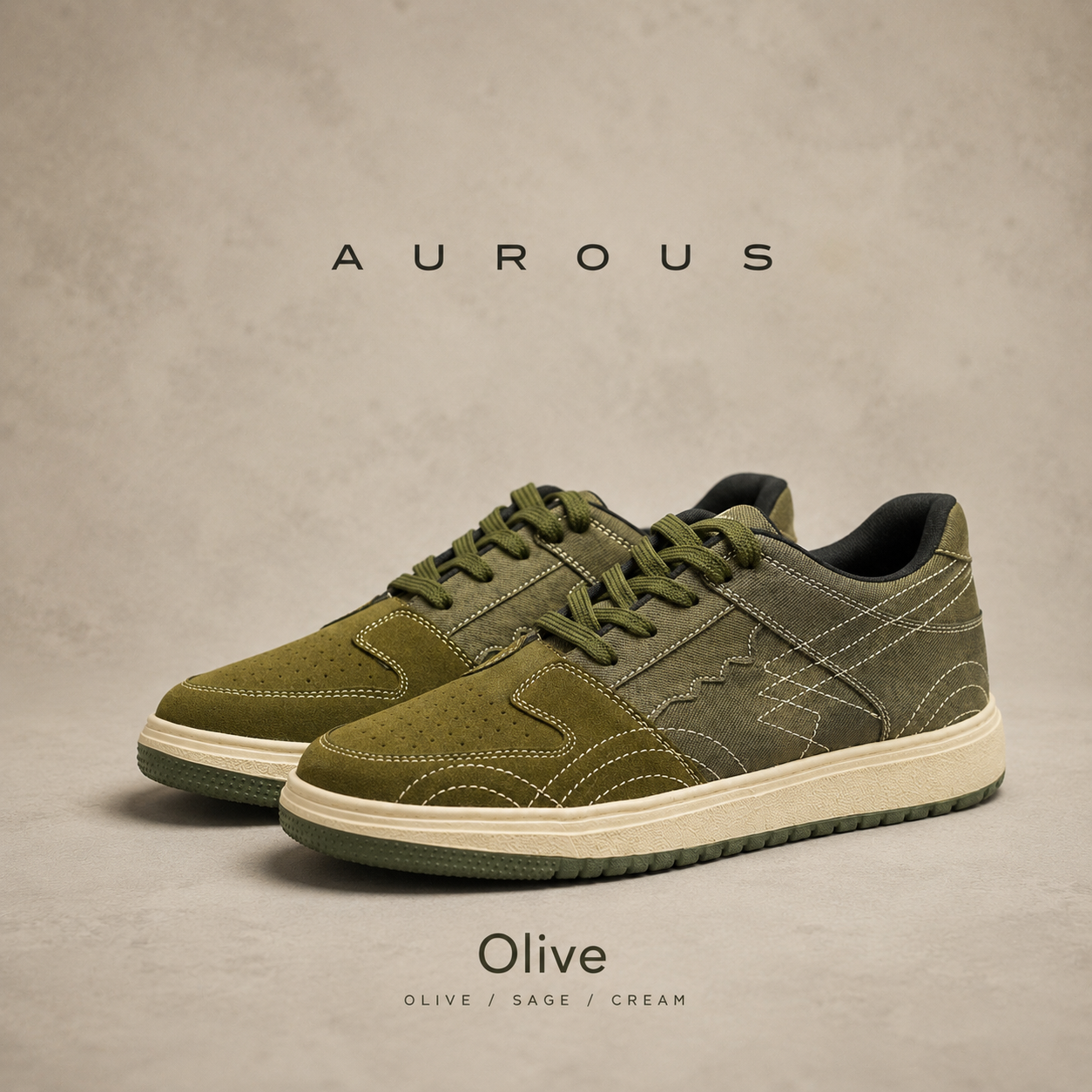 The Aurous Denim Olive Laceup Sneakers