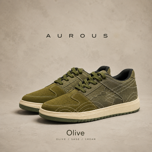 The Aurous Denim Olive Laceup Sneakers