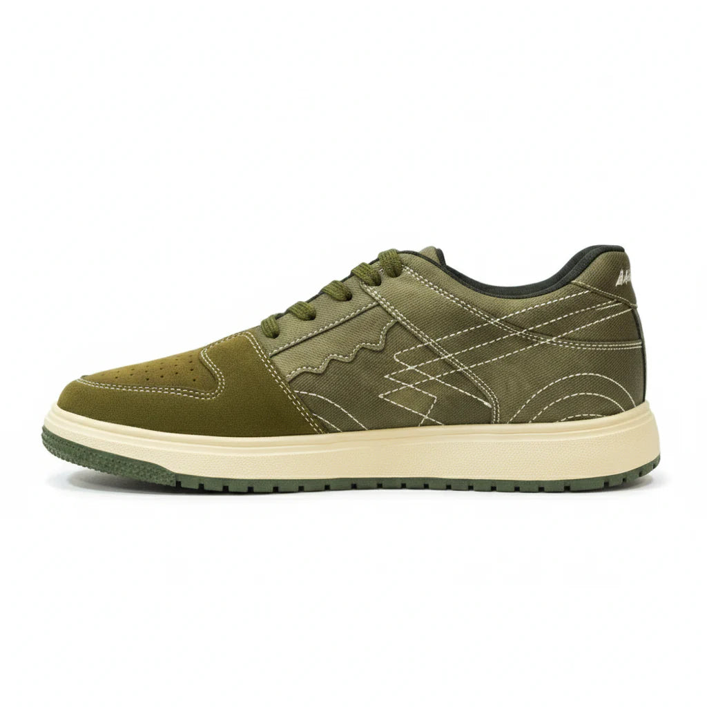 The Aurous Denim Olive Laceup Sneakers