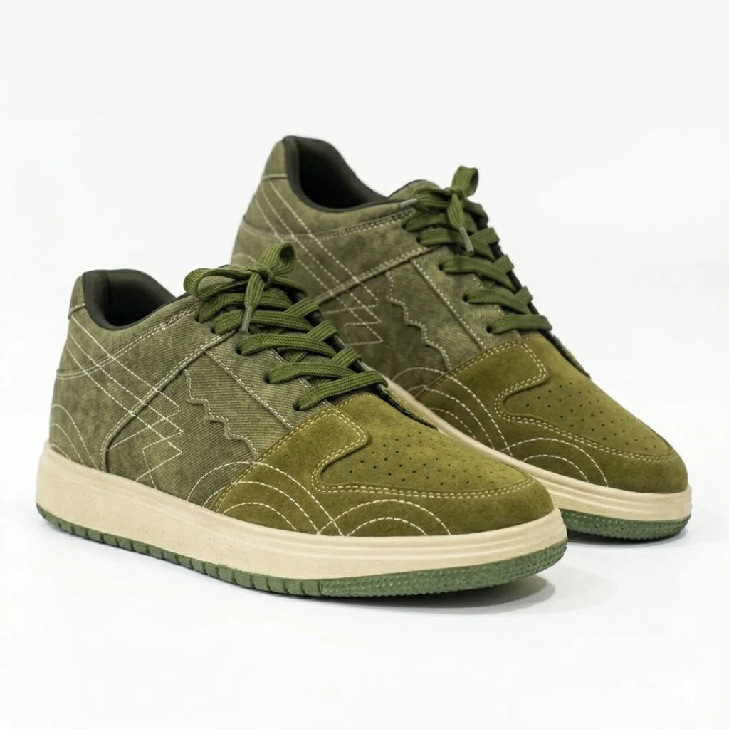 The Aurous Denim Olive Laceup Sneakers