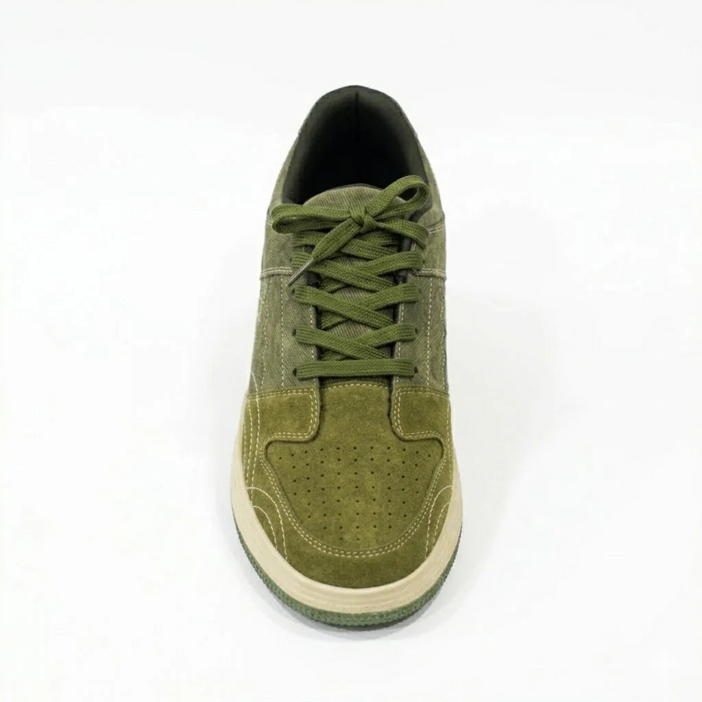 The Aurous Denim Olive Laceup Sneakers