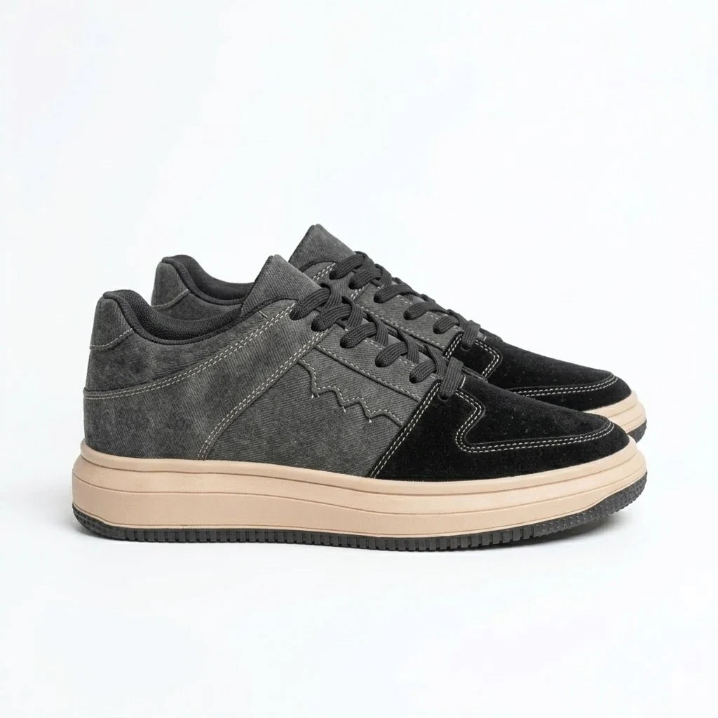 The Aurous Denim Black Laceup Sneakers