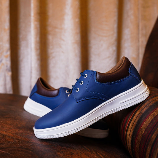 The Aurous Genuine Leather Blue Sneakers