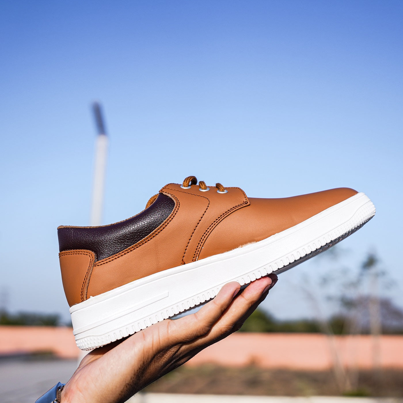 The Aurous Genuine Leather Tan Sneakers
