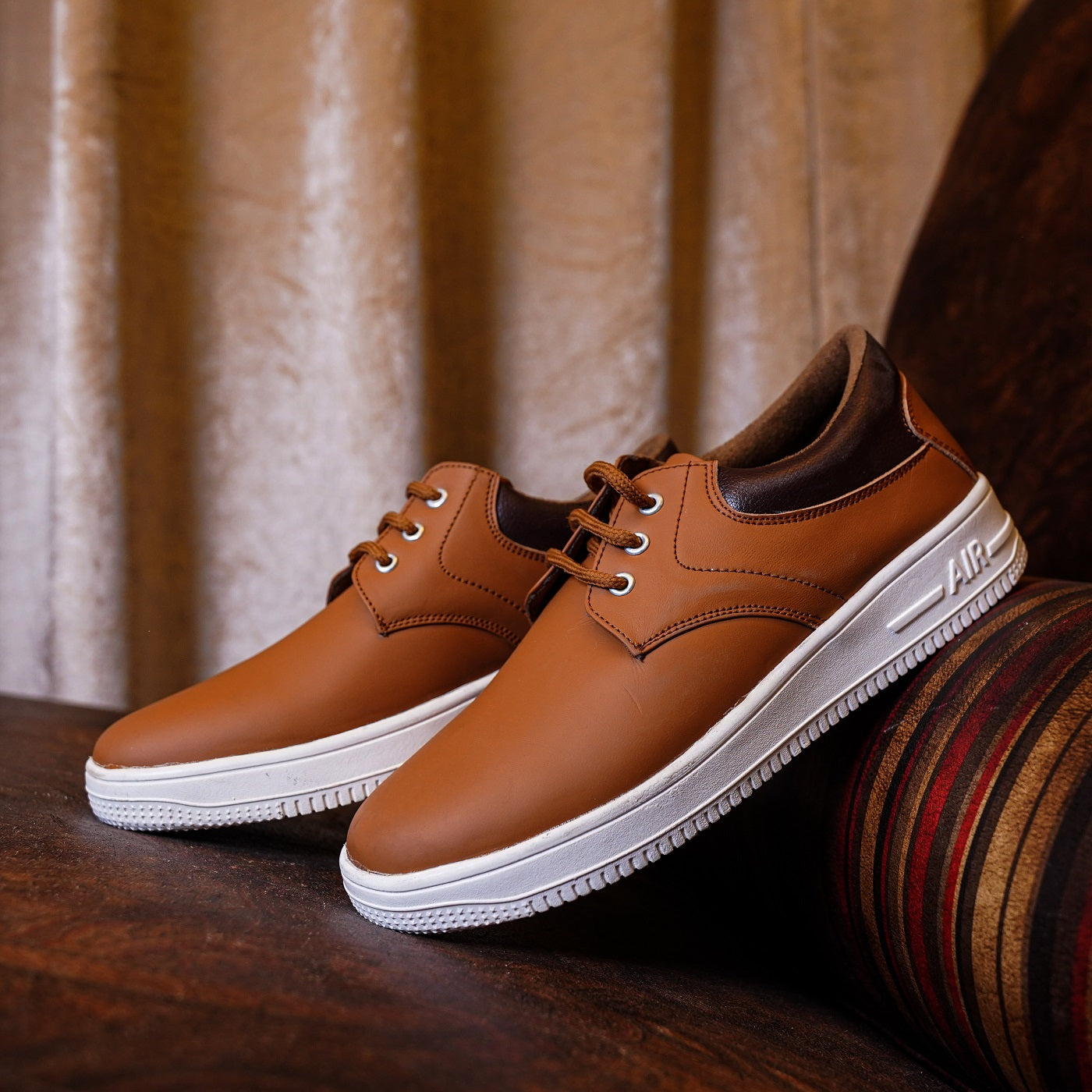 The Aurous Genuine Leather Tan Sneakers
