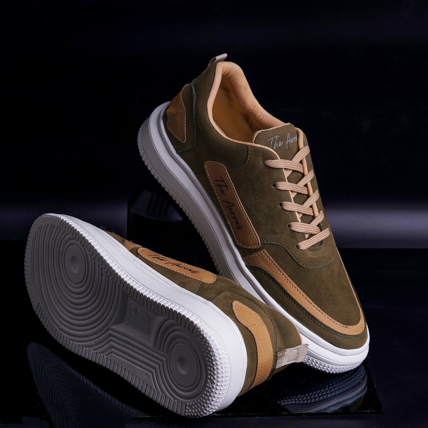 The Aurous Windstorm Olive Green Laceup Sneakers